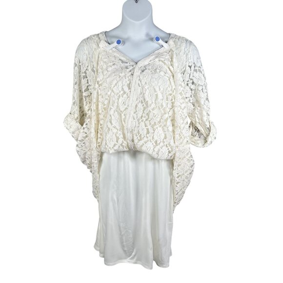 Torrid 2X NWT Womens White Lace Overlay Button-Front Shirt Dress Roll Tab Sleeve - Picture 3 of 16
